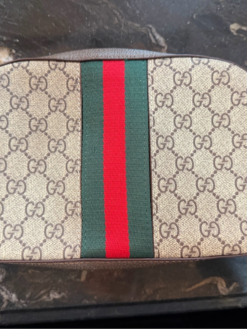Gucci Beige Brown Monogram Crossbody with Green and Red Stripe - Picture 2 of 6